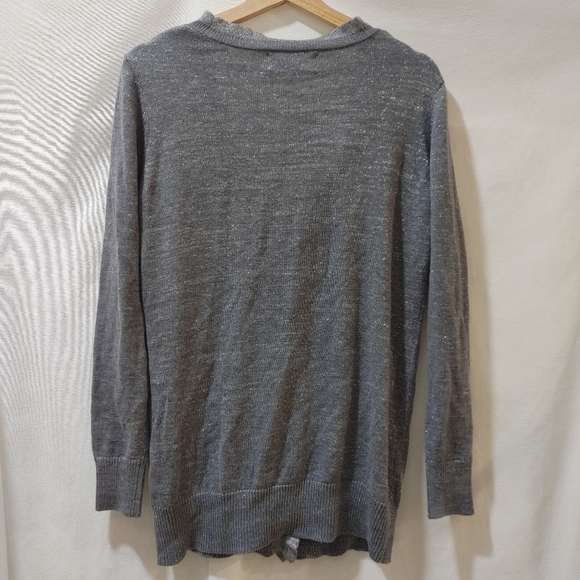 Victoria's Secret Shimmer Sparkle Cardigan Ruffle Metallic Longline Gray Large L - Picture 3 of 9
